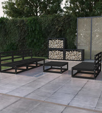 6-tlg. Garten-Lounge-Set Schwarz Massivholz Kiefer