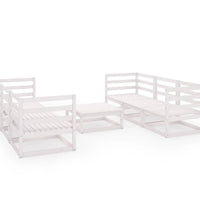 7-tlg. Garten-Lounge-Set Weiß Massivholz Kiefer