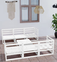 7-tlg. Garten-Lounge-Set Weiß Massivholz Kiefer