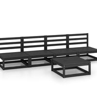 5-tlg. Garten-Lounge-Set Schwarz Massivholz Kiefer