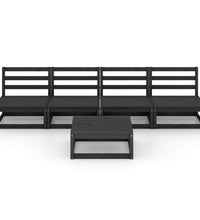 5-tlg. Garten-Lounge-Set Schwarz Massivholz Kiefer