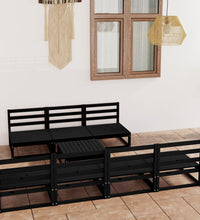 8-tlg. Garten-Lounge-Set Schwarz Massivholz Kiefer