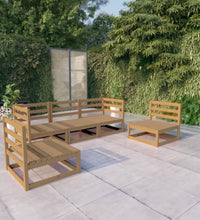 5-tlg. Garten-Lounge-Set Honigbraun Massivholz Kiefer