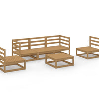 6-tlg. Garten-Lounge-Set Honigbraun Massivholz Kiefer