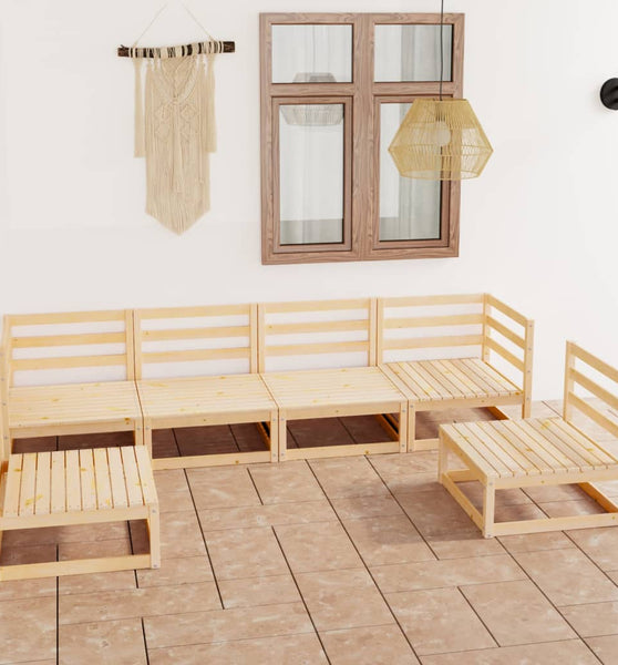 6-tlg. Garten-Lounge-Set Massivholz Kiefer