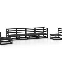 6-tlg. Garten-Lounge-Set Schwarz Massivholz Kiefer