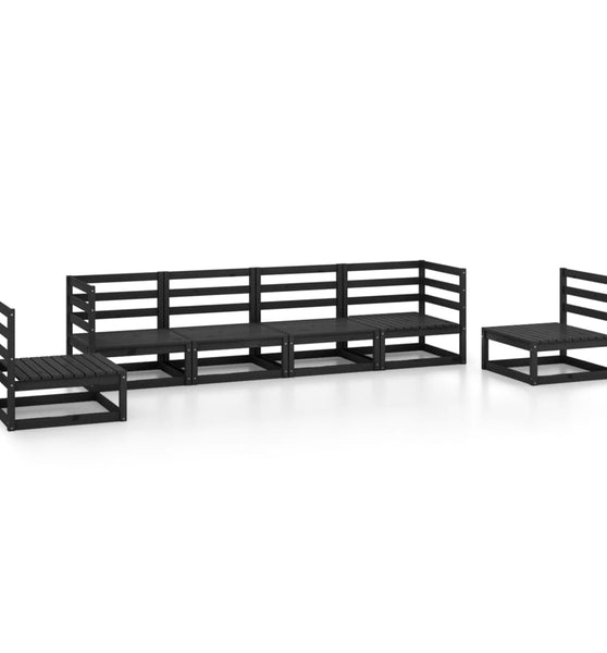 6-tlg. Garten-Lounge-Set Schwarz Massivholz Kiefer