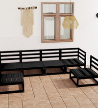 6-tlg. Garten-Lounge-Set Schwarz Massivholz Kiefer