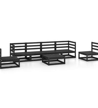 7-tlg. Garten-Lounge-Set Schwarz Massivholz Kiefer