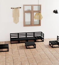 7-tlg. Garten-Lounge-Set Schwarz Massivholz Kiefer