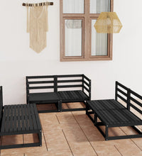 6-tlg. Garten-Lounge-Set Schwarz Massivholz Kiefer