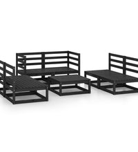 7-tlg. Garten-Lounge-Set Schwarz Massivholz Kiefer