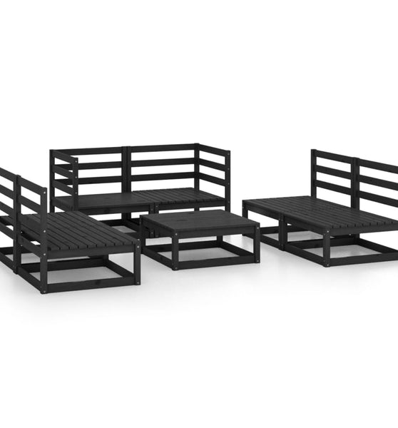 7-tlg. Garten-Lounge-Set Schwarz Massivholz Kiefer