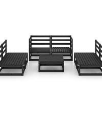 7-tlg. Garten-Lounge-Set Schwarz Massivholz Kiefer