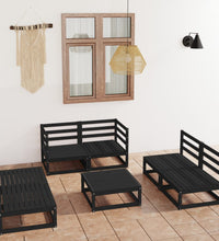 7-tlg. Garten-Lounge-Set Schwarz Massivholz Kiefer