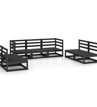 7-tlg. Garten-Lounge-Set Schwarz Massivholz Kiefer