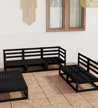 7-tlg. Garten-Lounge-Set Schwarz Massivholz Kiefer