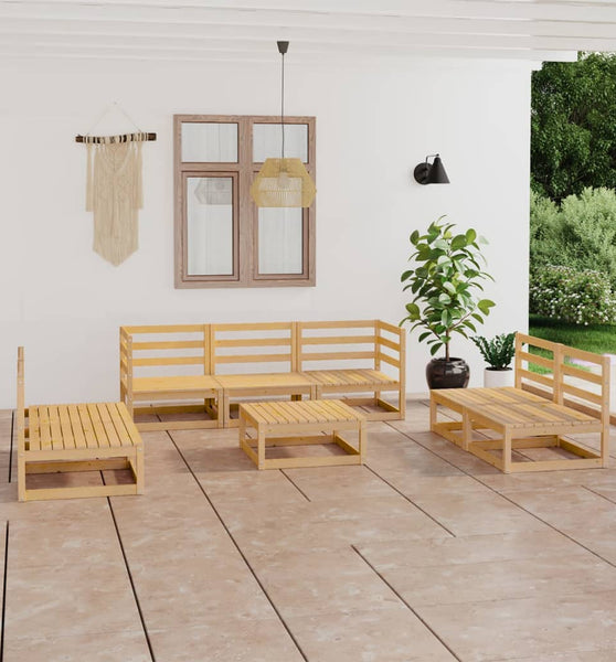 8-tlg. Garten-Lounge-Set Massivholz Kiefer