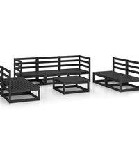 8-tlg. Garten-Lounge-Set Schwarz Massivholz Kiefer