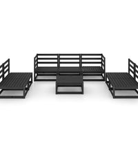 8-tlg. Garten-Lounge-Set Schwarz Massivholz Kiefer