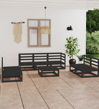 8-tlg. Garten-Lounge-Set Schwarz Massivholz Kiefer