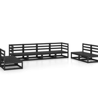 8-tlg. Garten-Lounge-Set Schwarz Massivholz Kiefer