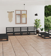 8-tlg. Garten-Lounge-Set Schwarz Massivholz Kiefer