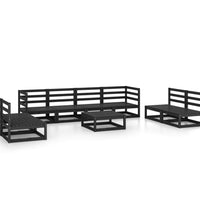 9-tlg. Garten-Lounge-Set Schwarz Massivholz Kiefer