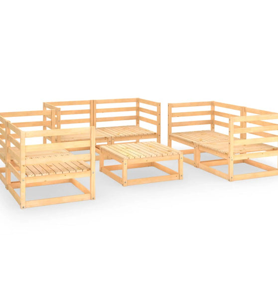 7-tlg. Garten-Lounge-Set mit Kissen Kiefer Massivholz