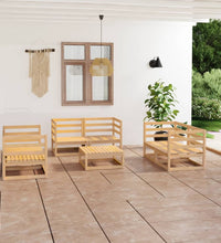 7-tlg. Garten-Lounge-Set mit Kissen Kiefer Massivholz