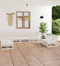 7-tlg. Garten-Lounge-Set Weiß Massivholz Kiefer