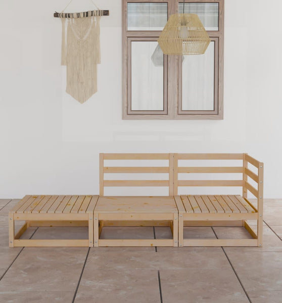 3-tlg. Garten-Lounge-Set Massivholz Kiefer