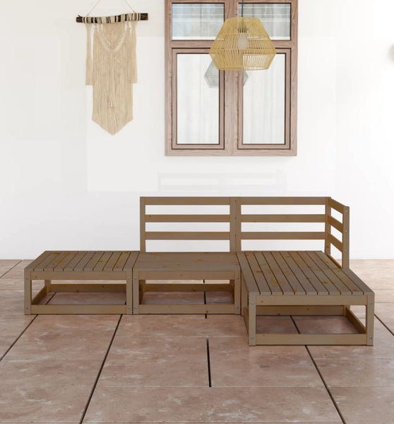 4-tlg. Garten-Lounge-Set Honigbraun Massivholz Kiefer