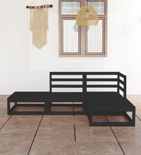 4-tlg. Garten-Lounge-Set Schwarz Massivholz Kiefer