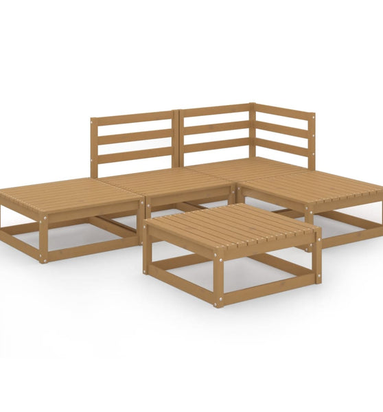 5-tlg. Garten-Lounge-Set Honigbraun Massivholz Kiefer