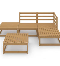 5-tlg. Garten-Lounge-Set Honigbraun Massivholz Kiefer