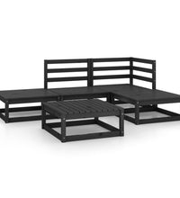 5-tlg. Garten-Lounge-Set Schwarz Massivholz Kiefer