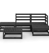 5-tlg. Garten-Lounge-Set Schwarz Massivholz Kiefer