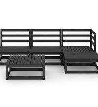 5-tlg. Garten-Lounge-Set Schwarz Massivholz Kiefer