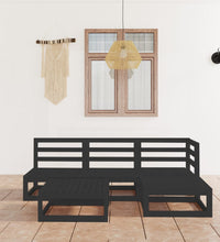 5-tlg. Garten-Lounge-Set Schwarz Massivholz Kiefer