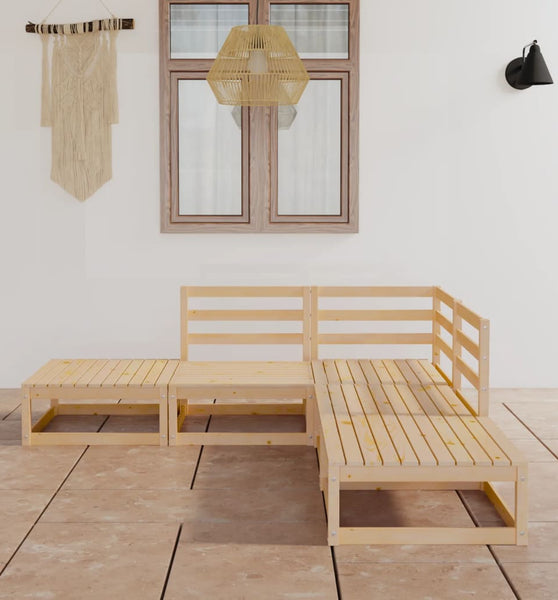 5-tlg. Garten-Lounge-Set Massivholz Kiefer