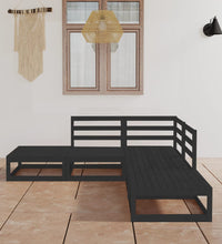 5-tlg. Garten-Lounge-Set Schwarz Massivholz Kiefer