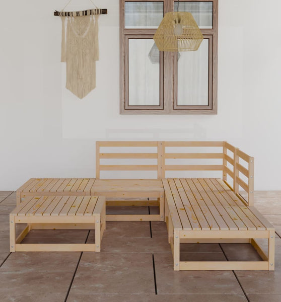 6-tlg. Garten-Lounge-Set Massivholz Kiefer