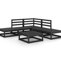 6-tlg. Garten-Lounge-Set Schwarz Massivholz Kiefer