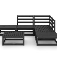 6-tlg. Garten-Lounge-Set Schwarz Massivholz Kiefer