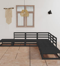 7-tlg. Garten-Lounge-Set Schwarz Massivholz Kiefer