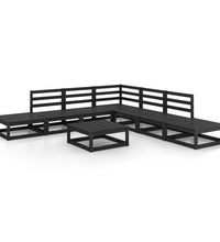 8-tlg. Garten-Lounge-Set Schwarz Massivholz Kiefer