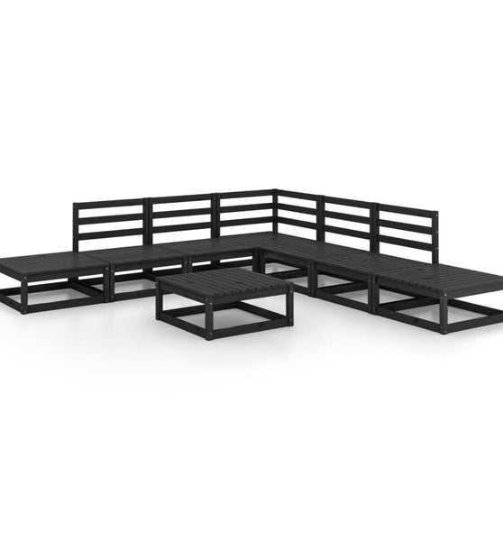 8-tlg. Garten-Lounge-Set Schwarz Massivholz Kiefer