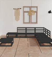 8-tlg. Garten-Lounge-Set Schwarz Massivholz Kiefer