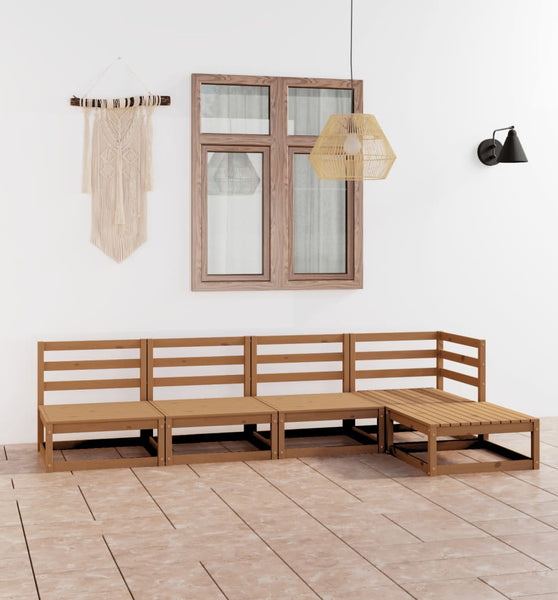 5-tlg. Garten-Lounge-Set Honigbraun Massivholz Kiefer